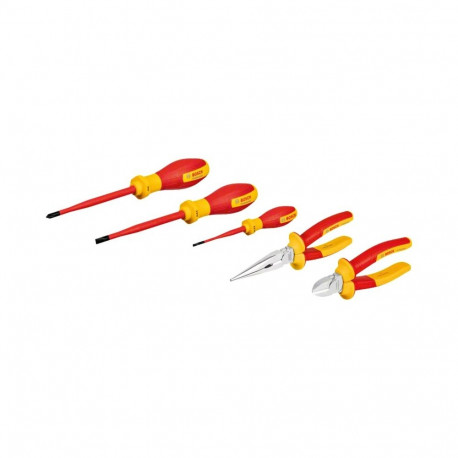 Bosch VDE tool set mixed, 5 pieces (red/yellow, side cutters, needle-nose pliers, 3 screwdrivers)