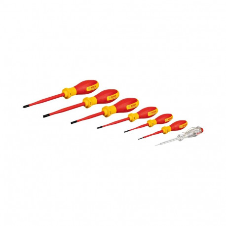 VDE Schraubendreher-Set PH/SL Professional, 7-teilig (rot/gelb, 6 VDE-Schraubendreher, Phasenprüfer 