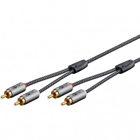 Plus Stereo-Cinchkabel (schwarz/silber, 5 Meter)