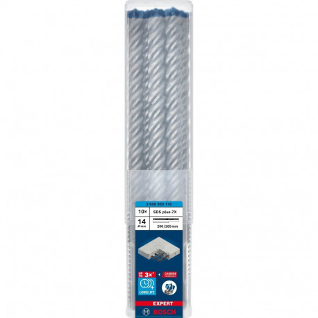 EXPERT Hammerbohrer SDS-plus-7X, Ø 14mm, 10 Stück (Arbeitslänge 200mm)