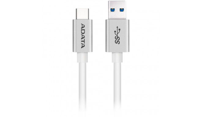 ADATA USB 3.2 Gen 1 cable, USB-A plug > USB-C plug silver (white/silver, 1 meter, aluminum)
