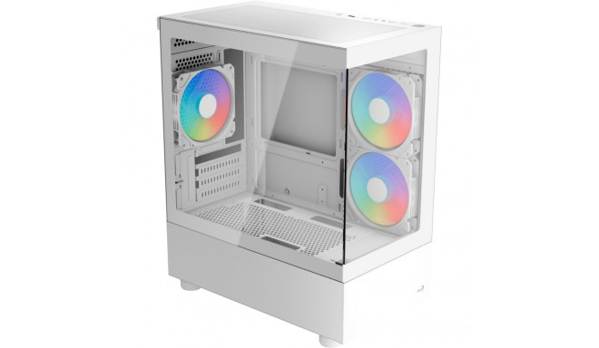 Aerocool Viewport Mini V2 ARGB, Tower Case (White, Tempered Glass x 2)