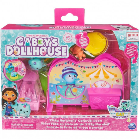 Spin Master Gabby's Dollhouse Deluxe Room Playset - Party Room with Kitten Narwhal, Toy Figure