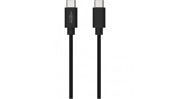 Ansmann USB 3.2 Gen 1 cable, USB-C plug > USB-C plug (black, 2 meters, charging with up to 60 watts)