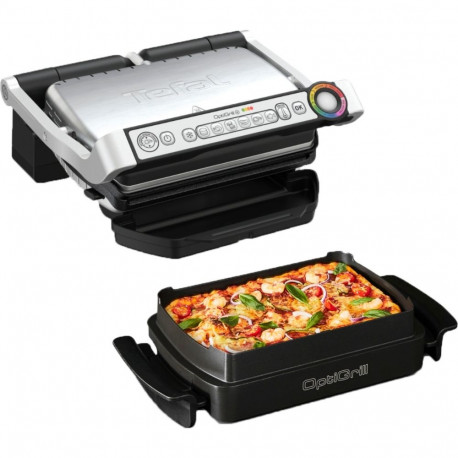 OptiGrill+ grill GC714D suupistete ja küpsetamise funktsiooniga 2000W koos küpsetusplaadiga, hõbe/mu