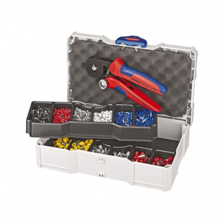 Crimpzange mit Crimp-Sortiment für Aderendhülsen 97 90 09 (rot/blau, inkl. Ader-Endhülsen, TANOS MIN