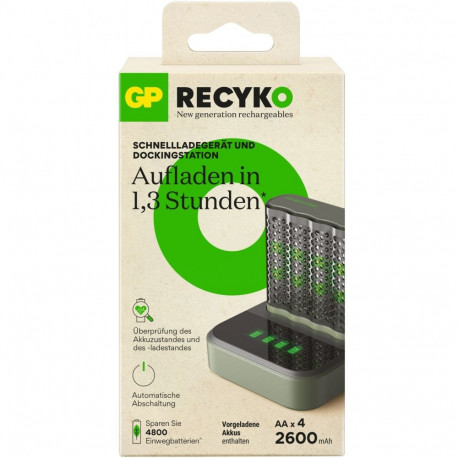 GP Batteries USB battery charger M452, 4 charging slots, incl. docking station D451 (grey, incl. 4x