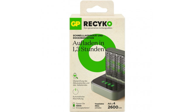 GP Batteries USB battery charger M452, 4 charging slots, incl. docking station D451 (grey, incl. 4x 