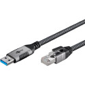 goobay Ethernet cable USB-A 3.2 Gen1 plug > RJ-45 plug, LAN adapter (black/silver, 5 meters)