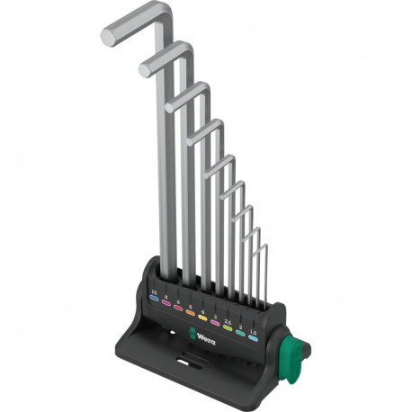 950/9 Hex-Plus 8 Winkelschlüsselsatz, 9-teilig (chrom, mit Halteclip und Wandhalter)