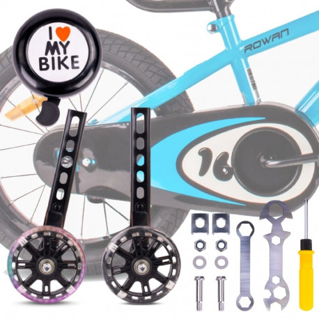 Zestaw kółka boczne diody LED podporowe z ramionami uniwersalne do roweru 12- 20 cali/regulowane 2sz