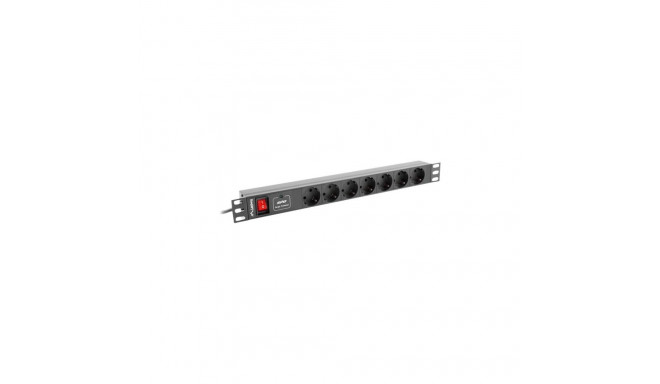 Lanberg 19" 1U 10A 2M 7x Schuko pistikupesadega toitejaotur PDU-07F-0200-IEC-BK