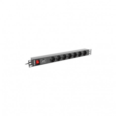 Lanberg PDU 19" 1U 10A 7x Schuko 2m must C14 toitepistikuriba rack