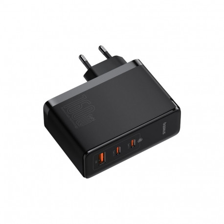 Seinalaadija GaN5 Pro 160W USB + 2xUSB-C QC4+ PD3.1 koos USB-C 1m kaabliga, must