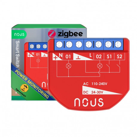 Nous B3Z ZigBee Smart Switch moodul 2 kanaliga, koos võimsusmõõtjaga