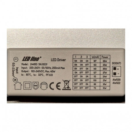 LED luminaire 600x600, 230Vac 15-36W 2250-5040lm adjustable, 4000K, DIORA, LED line