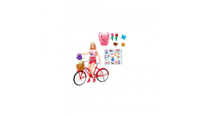 Barbie Pink Passport Holland Doll Set with Bicycle, Clothes, &amp; Travel Accessories