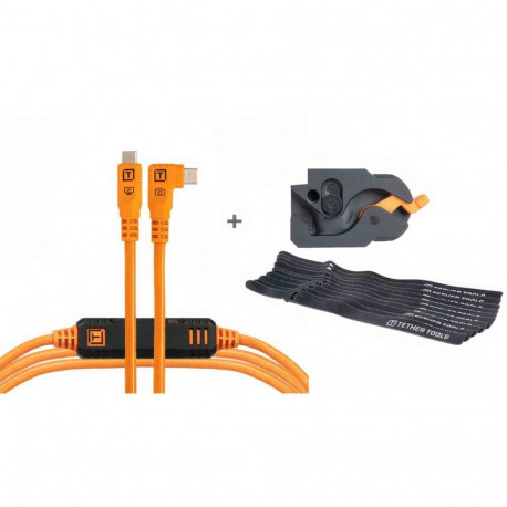 Tether Tools kaabel LeverLock&Cable Kit Optima 10G nurgaga 4,6m, oranž