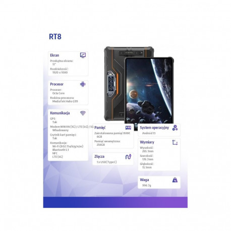 Tablet RT8 6/256GB IP69 K no charger orange
