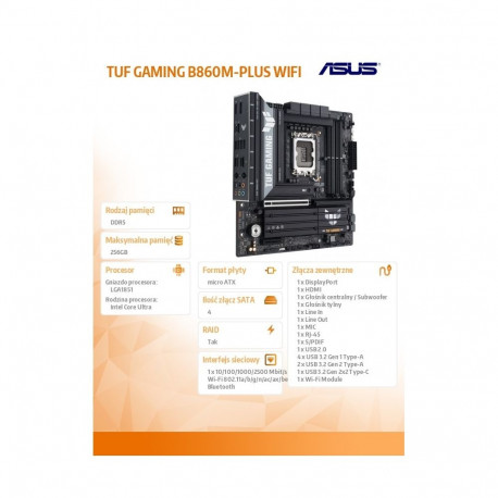 Motherboard TUF GAMING B860M-PLUS WIFI s1851 4DDR5 USBC mATX