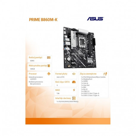 Motherboard PRIME B860M-K s1851 XDDR5 USBC mATX