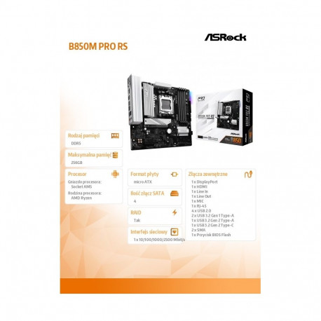 Motherboard B850M PRO RS AM5 4DDR5 mATX