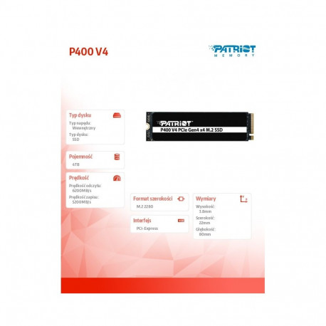 SSD 4TB P400 V4 6200/5200 MB/s M.2 PCIe Gen4 x4 NVMe 2.0