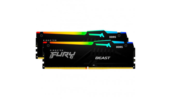 Kingston DDR5 - 32GB - 6400 - CL - 32 (2x 16 GB) dual kit (black, KF564C32BBEAK2-32, FURY Beast RGB,