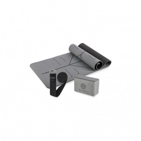HMS Yoga Set TPE Mat YM10 + Cube KJ02 + Strap SJ01 Gray