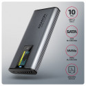 AXAGON väline USB-C 10Gbps metallist karp infokuvariga M.2 NVMe ja SATA SSD jaoks | EEM2-SD2