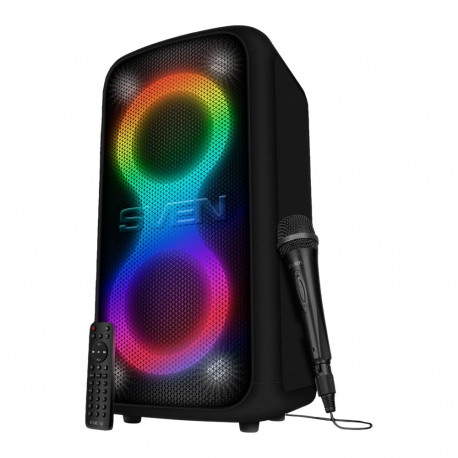 Portable speaker SVEN PS-1000, black, power output 2x80W (RMS), TWS, Bluetooth, FM, USB, LED-display