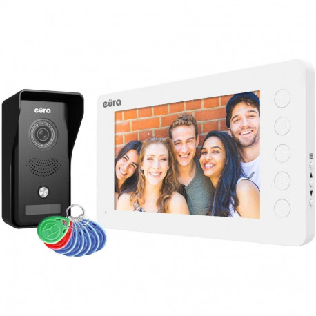 Video uksefon valge monitor EURA VDP-76A3