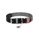 Dog collar made of natural leather and recycled material with QR code Waudog size S, width 15 mm, bl