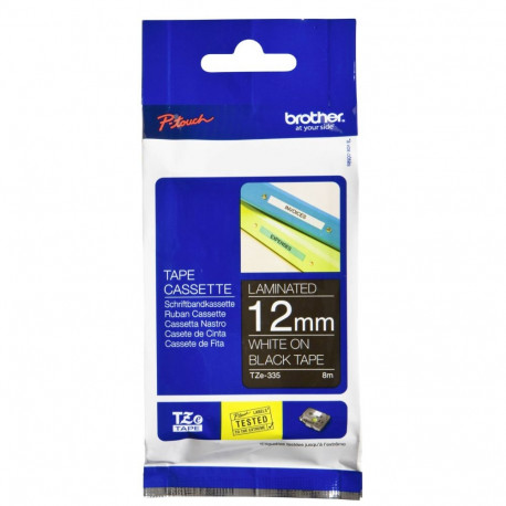 Brother TZe-335 Laminated Tape White on Black, TZe, 8 m, 1.2 cm