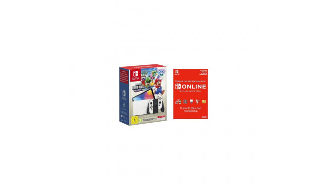 Nintendo Switch – OLED Model (White) + Super Mario Bros. Wonder + Switch Online Individual 12-Month 