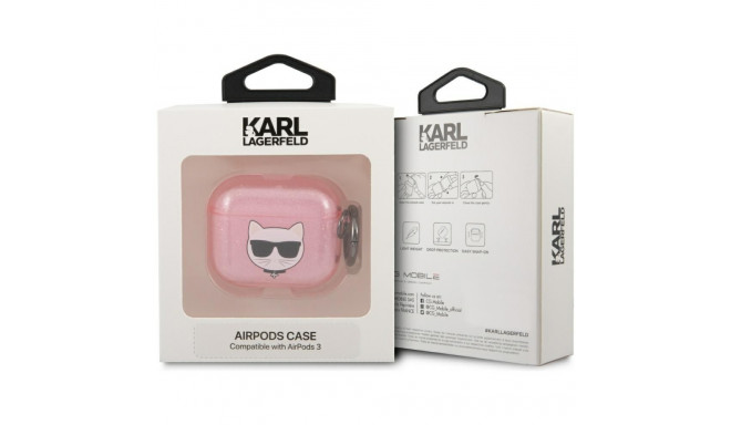 Karl Lagerfeld KLA3UCHGP AirPods 3 cover pink Glitter Choupette