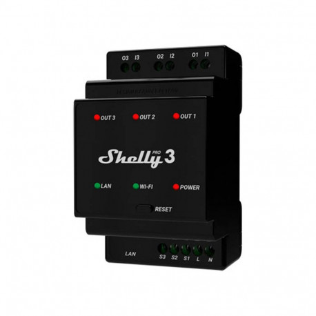 Shelly Pro 3 DIN Rail 3-channel Relay, WiFi/LAN