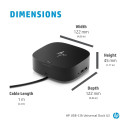 HP USB-C Dock G5 100W - 4x USB 3.0, 1x USB-C(15W), 2x DisplayPort 1.4, 1x HDMI 2.0, 1x RJ-45, 1x com