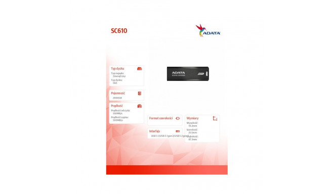 SSD External SC610 2000 GB USB3.2A Gen2 Black