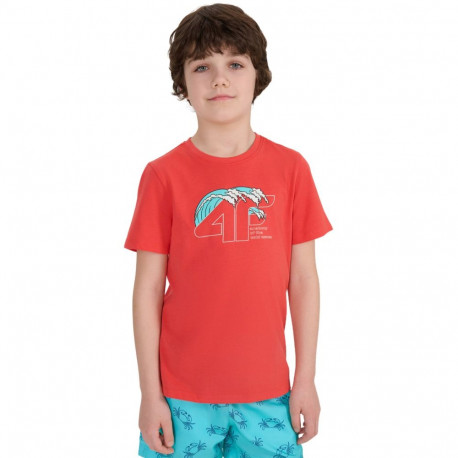 Koszulka dla chłopca 4F M1917 koralowa 4FJWSS25TTSHM1917 63S  146cm