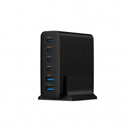 Universaalne 75W GaN 2xUSB-A 4xUSB-C must kiirlaadija