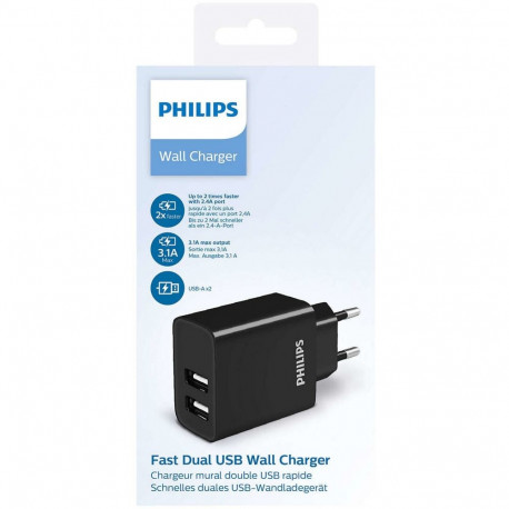 Philips DLP2610|12 - phone charger 2 X USB | black