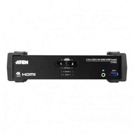 Aten 2-Port USB 3.0 4K HDMI KVMP Switch with Audio Mixer Mode | CS1822