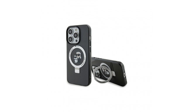 Karl Lagerfeld KLHMP15XHMRSKCK iPhone 15 Pro Max 6.7" must kõvakaaneline ümbris sõrmuseraud Karl&Cho