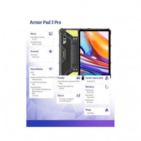 Armor Pad 3 Pro 4G 10.36-tolline 8/256GB must tahvelarvuti