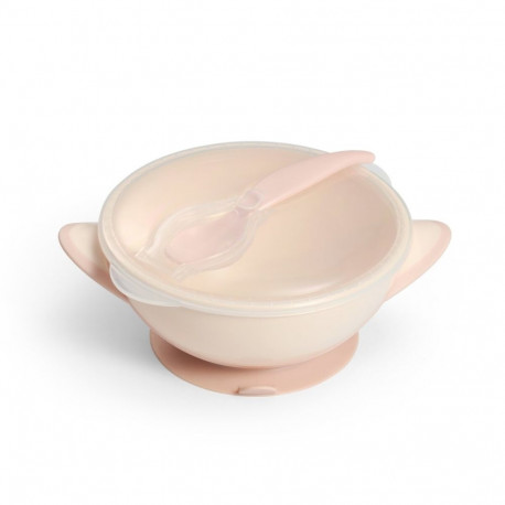 Babyono suction bowl with spoon cream pink 1063/06