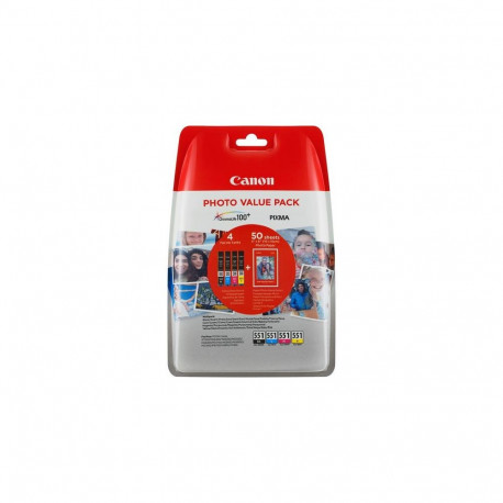 Canon CLI-551 BK/C/M/Y Ink Cartridge + Photo Paper Value Pack