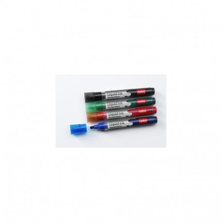 Nobo Liquid Ink Whiteboard Pens Bullet Tip 6 Pack
