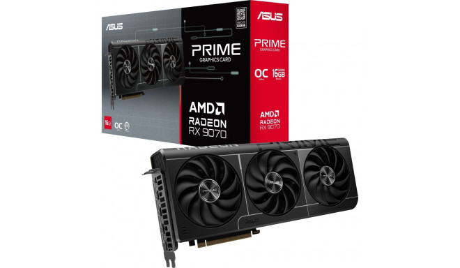 ASUS Radeon RX 9070 PRIME GAMING OC, graphics card gray, RDNA4, GDDR6, 3x DisplayPort, 1x HDMI