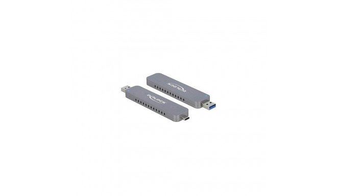 Externes Gehäuse für M.2 für M.2 NVMe PCIe SSD (silber, mit USB TypeC und Typ-A Stecker)